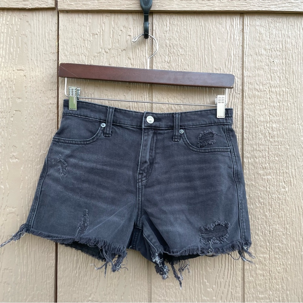 Aerie Womens Shorts Washed Black Frayed Hem Elastic Waist Daydream Denim Size XS - Picture 2 of 11